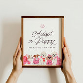 Meisjes Roze Puppy Verjaardag Adopteer een Puppy T Poster