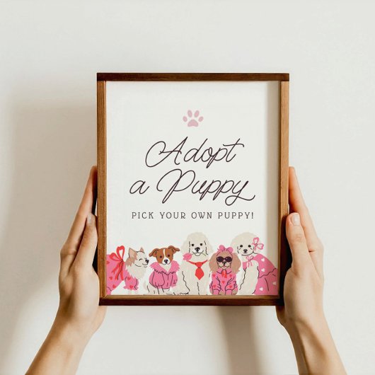 Meisjes Roze Puppy Verjaardag Adopteer een Puppy T Poster