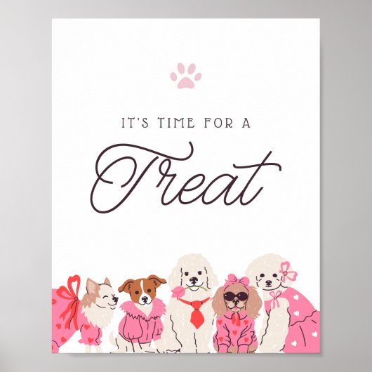 Meisjes Roze Puppy Verjaardag Favorieten & Treats  Poster (Voorkant)