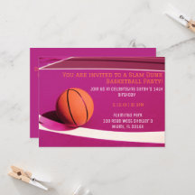 Meisjes roze rechtbank basketbal partij uitnodigin