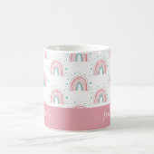 Meisjes roze regenboogschrift gepersonaliseerd mod koffiemok (Center)