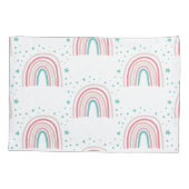 Meisjes roze regenboogschrift gepersonaliseerd mod kussensloop (Achterkant)