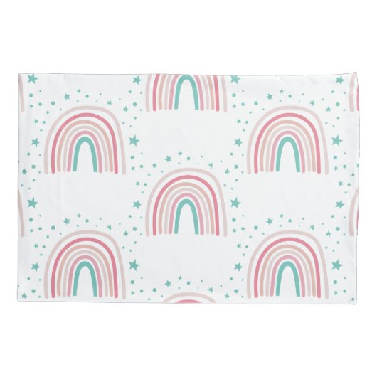 Meisjes roze regenboogschrift gepersonaliseerd mod kussensloop (Achterkant)