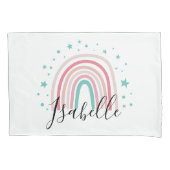 Meisjes roze regenboogschrift gepersonaliseerd mod kussensloop (Voorkant)