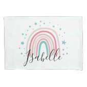 Meisjes roze regenboogschrift gepersonaliseerd mod kussensloop (Voorkant)