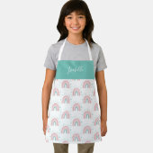 Meisjes roze regenboogschrift gepersonaliseerd mod schort (Insitu)