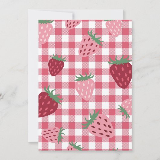 Meisje's Roze & Rode Aardbei Berry eerste verjaard Kaart (Achterkant)