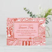 Meisjes Roze Rode Sleepover Verjaardagsfeest Kaart (Staand voorkant)