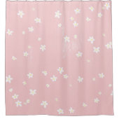 Meisjes Roze Roze Daisies Pattern Modern Douchegordijn (Voorkant)