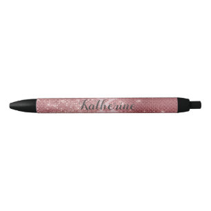 Meisjes roze roze roze diamantmonogram zwarte inkt pen