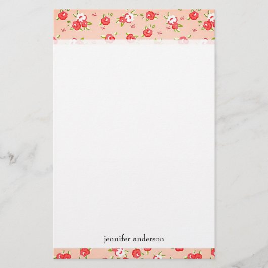 Meisjes roze rozen gepersonaliseerd briefpapier (Voorkant)