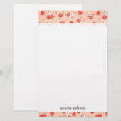 Meisjes roze rozen gepersonaliseerd briefpapier (Voorkant / Achterkant)