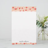 Meisjes roze rozen gepersonaliseerd briefpapier (Staand voorkant)