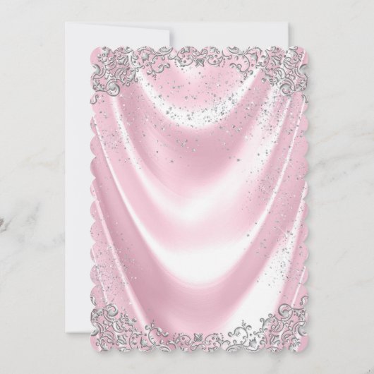 Meisjes Roze Satijn Foto Doop Doop Doop Doop Kaart (Achterkant)