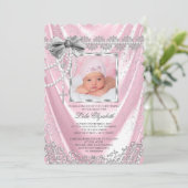 Meisjes Roze Satijn Foto Doop Doop Doop Doop Kaart (Staand voorkant)