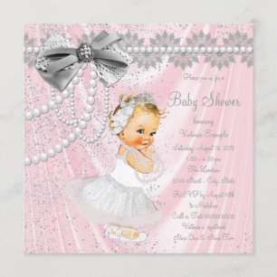 Meisjes Roze Satijn Parel Kleine Dame Baby Shower Kaart