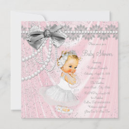 Meisjes Roze Satin Pearl Little Lady Baby shower Kaart