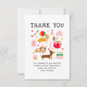 Meisjes Roze Schattigee Feesthonden Verjaardag Bedankkaart (Voorkant)