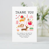 Meisjes Roze Schattigee Feesthonden Verjaardag Bedankkaart (Staand voorkant)