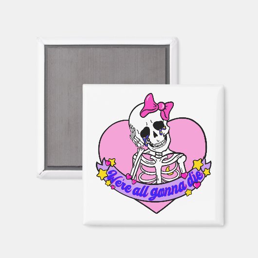 Meisjes roze schedel gingen dood magneet (Voorkant / Achterkant)