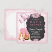 Meisjes Roze Schoolbord Baby Shower Uitnodiging (Voorkant / Achterkant)