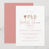 Meisjes roze script modern cocktail vrijgezellenfe aankondiging (Voorkant / Achterkant)
