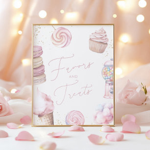 Meisjes 'Roze Snoep Favors en Treats Tabletop Sign Poster