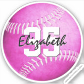 Meisjes roze softball Aangepaste vinylSticker Sticker (Voorkant)
