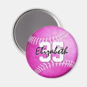 meisjes roze softball gepersonaliseerde teamgiften magneet (Voorkant / Achterkant)