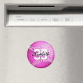 meisjes roze softball gepersonaliseerde teamgiften magneet (Insitu (Vaatwasser))