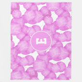 Meisjes roze softballs patroon monogrammed fleece deken (Voorkant)