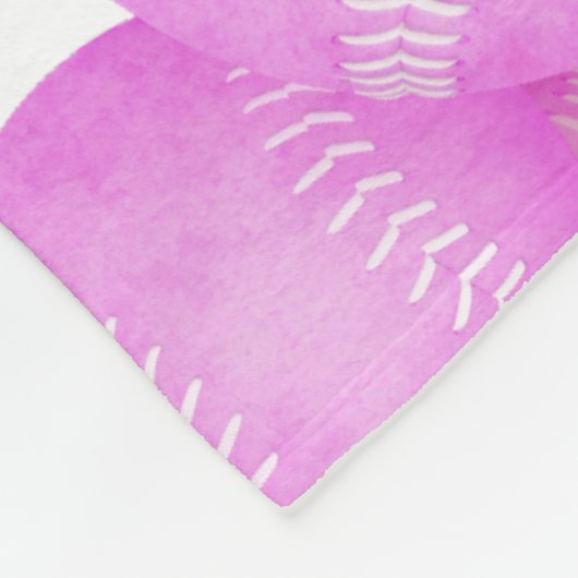 Meisjes roze softballs patroon monogrammed fleece deken (Hoek)