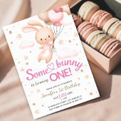 Meisjes Roze Sommige Konijntje is ÉÉN! Bunny 1e Ve Kaart