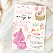 Meisjes Roze Spa-Jama Sleepover Verjaardag Uitnodi Kaart