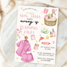 Meisjes Roze Spa-Jama Sleepover Verjaardag Uitnodi Kaart