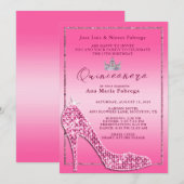 Meisjes Roze Stiletto Quinceañera Verjaardagsfeest Kaart (Voorkant / Achterkant)