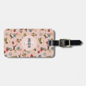 Meisjes Roze Superheld Monogram en Naam Kinder Bagagelabel (Voorkant horizontaal)