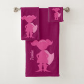 Meisjes Roze Superheld Silhouette Persoonlijke Kin Bad Handdoek (Insitu)