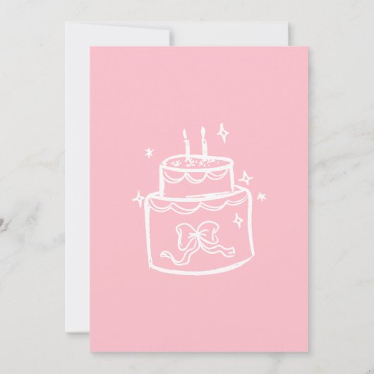 Meisjes Roze Taart 2e Verjaardag Uitnodiging (Achterkant)