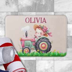 Meisjes Roze Tractor Badmat