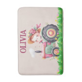 Meisjes Roze Tractor Badmat (Voorkant Verticaal)