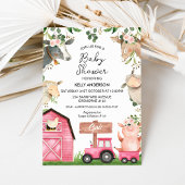 Meisjes Roze Tractor Schuur Boerderij Baby shower Kaart