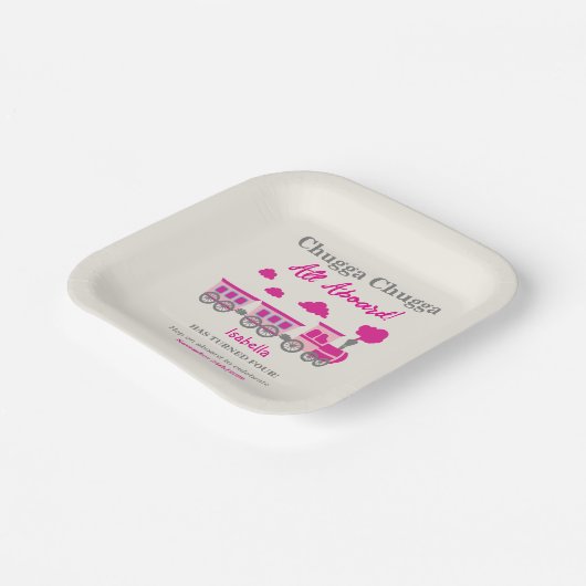 Meisjes Roze Train Elke Leeftijd Verjaardagsfeest Papieren Bordje (Gebogen)