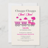 Meisjes Roze Trein 2e Verjaardagsfeest Kaart (Voorkant)