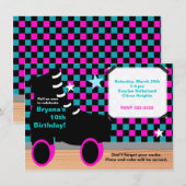 Meisjes roze turquoise schaatsfeest uitnodiging (Voorkant / Achterkant)