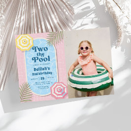 Meisjes Roze Twee Aan Het Zwembad Zomer 2de Verjaa Kaart