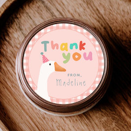 Meisjes Roze Twee Gekke Gans Boerderij 2e Verjaard Ronde Sticker