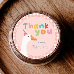 Meisjes Roze Twee Gekke Gans Boerderij 2e Verjaard Ronde Sticker
