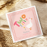 Meisjes Roze Twee Gekke Gans Tweede Verjaardag