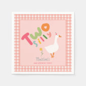 Meisjes Roze Twee Gekke Gans Tweede Verjaardag Servet (Voorkant)
